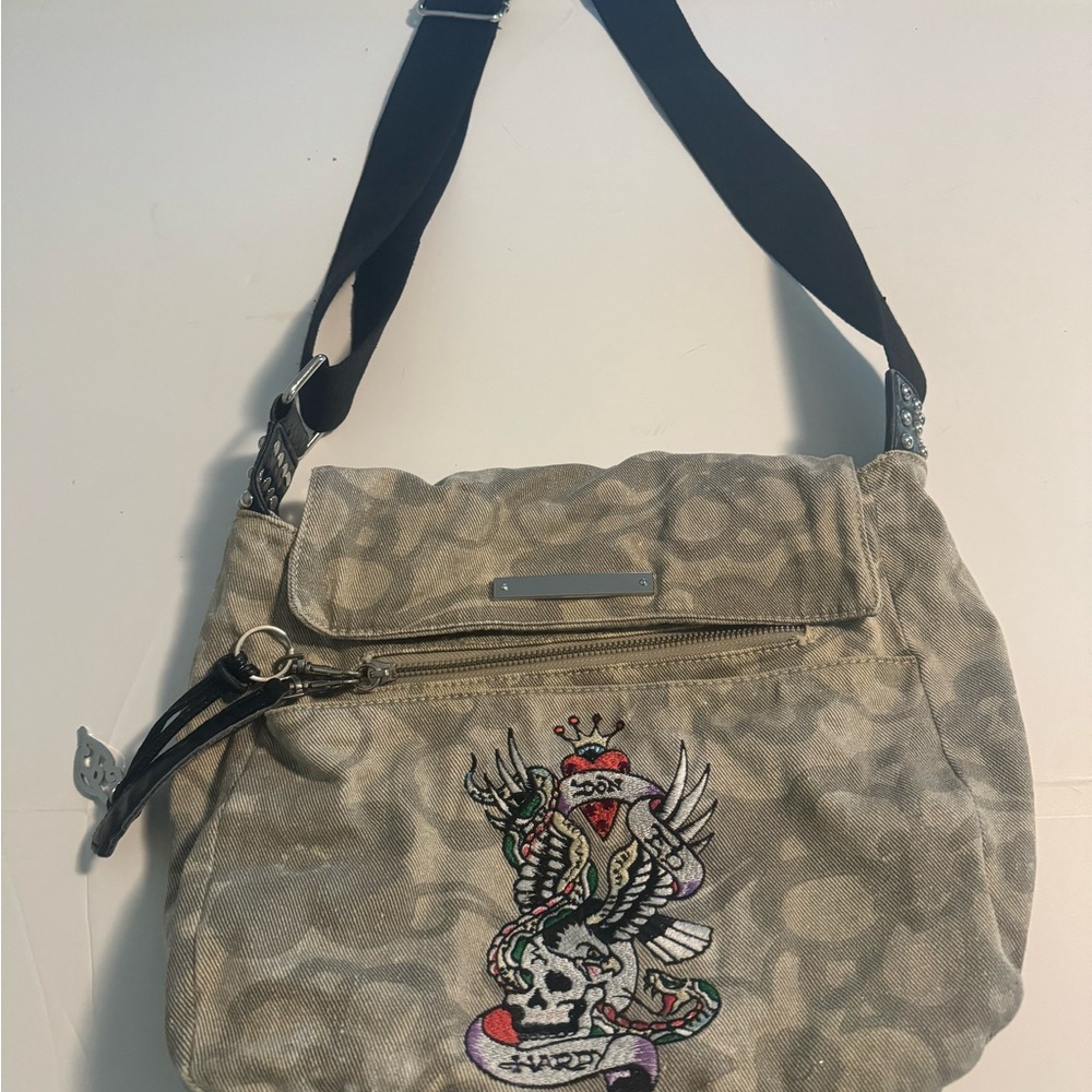 Don Ed Hardy Messenger Bag Embroidered
